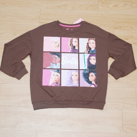 Barbie By Hybrid Apparel Women's Brown Graphic Sweater in Medium BNWT - Picture 4 of 6